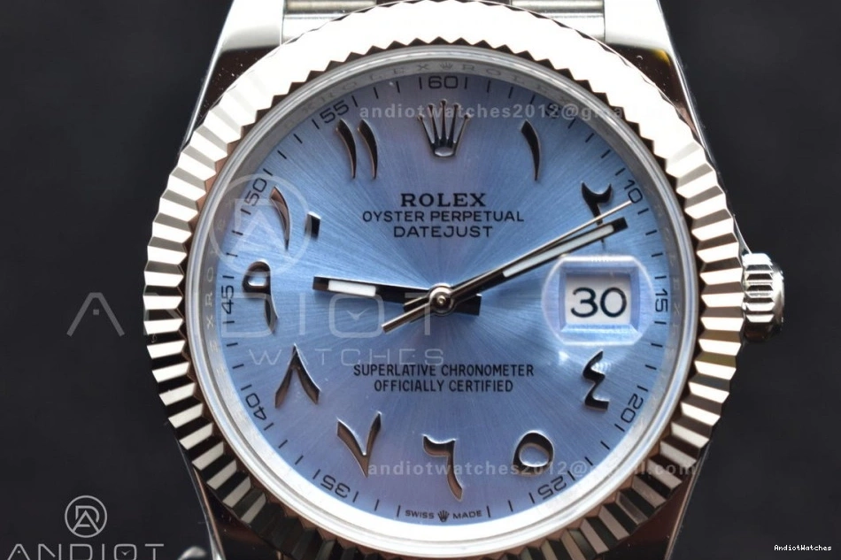 on Marker SA DateJust Dial 126334 Arabic Blue Steel Ice 1:1 Classic DIWF 640 Jubilee 904L 41 Edition Best Bracelet 0826